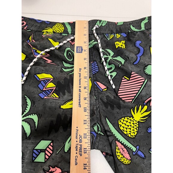 Maui and Sons Black Island Slice Swim Trunks Brief Liner Drawstring Men's XL - Picture 9 of 12